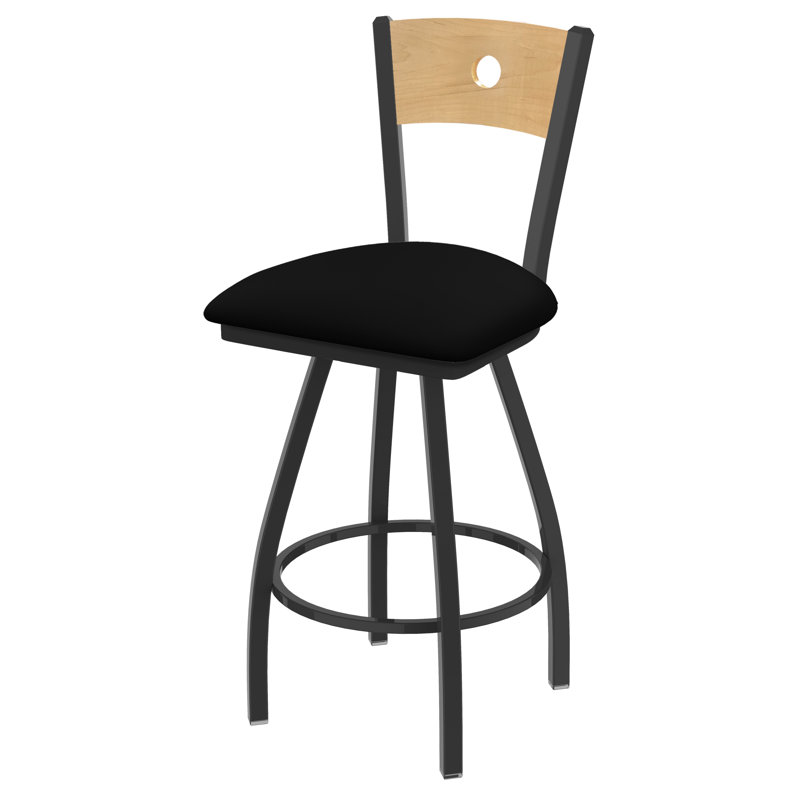 Tabouret de bar pivotant de 36" Lareau, Chêne naturel, Café Rein, Étain