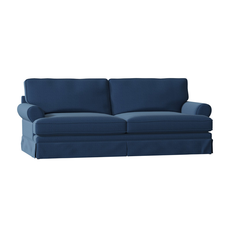 Canapé à accoudoirs roulés 91 po avec coussins réversibles Brookner, Denim indigo classique