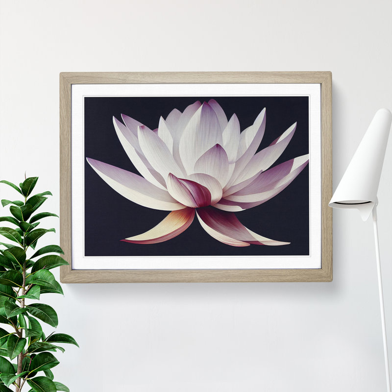 Uplifting Lotus Flower - Framed Print, 25cm H x 34cm W x 2cm D, Oak