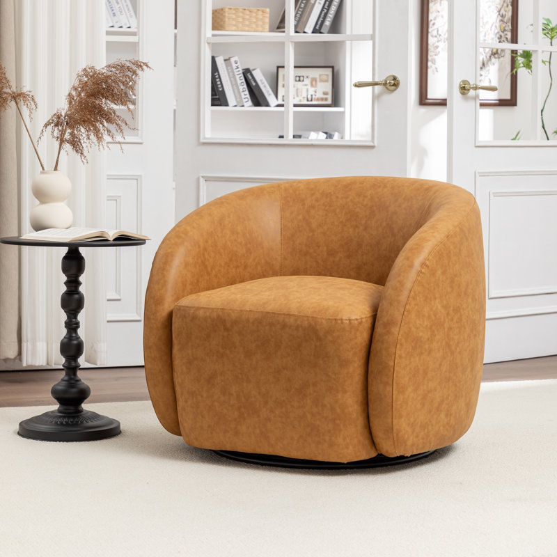 Fauteuil demi-tonneau pivotant Katherline, Jaune