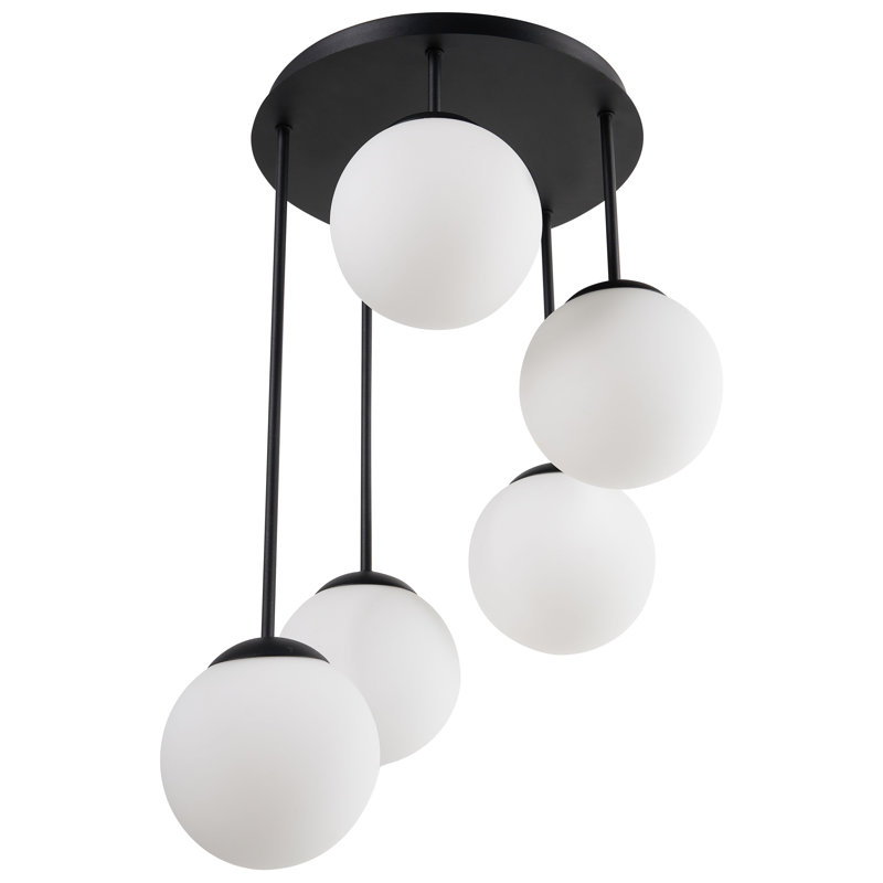 - Light Cluster Pendant, 61cm H x 42cm W x 42cm D, 5, Satin Black