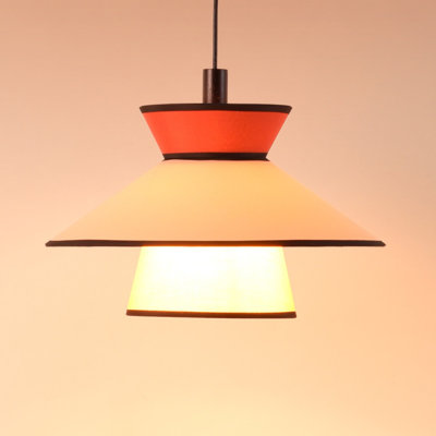 Kandace Mid-century Modern Pendent Lamp With Fabric Dual Shade- E26 Bulb Compatible