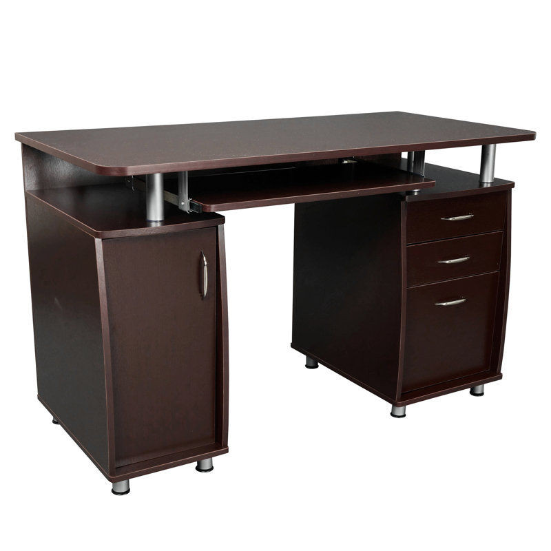 Techni Mobili Complete Workstation Computer Desk With Storage, Brown