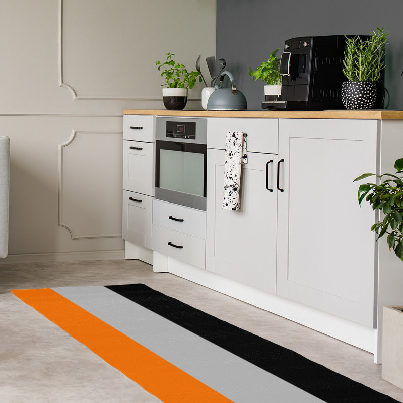 Tapis orange/noir, Tapis de couloir 2 pi 6 po x 8 pi