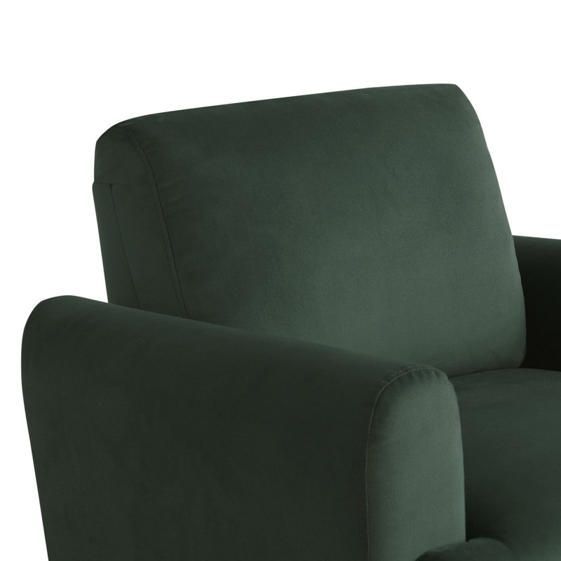 Nerene 35.3" Upholstered Soft Modern Round Arm Accent Chair in Velvet, Green Velvet