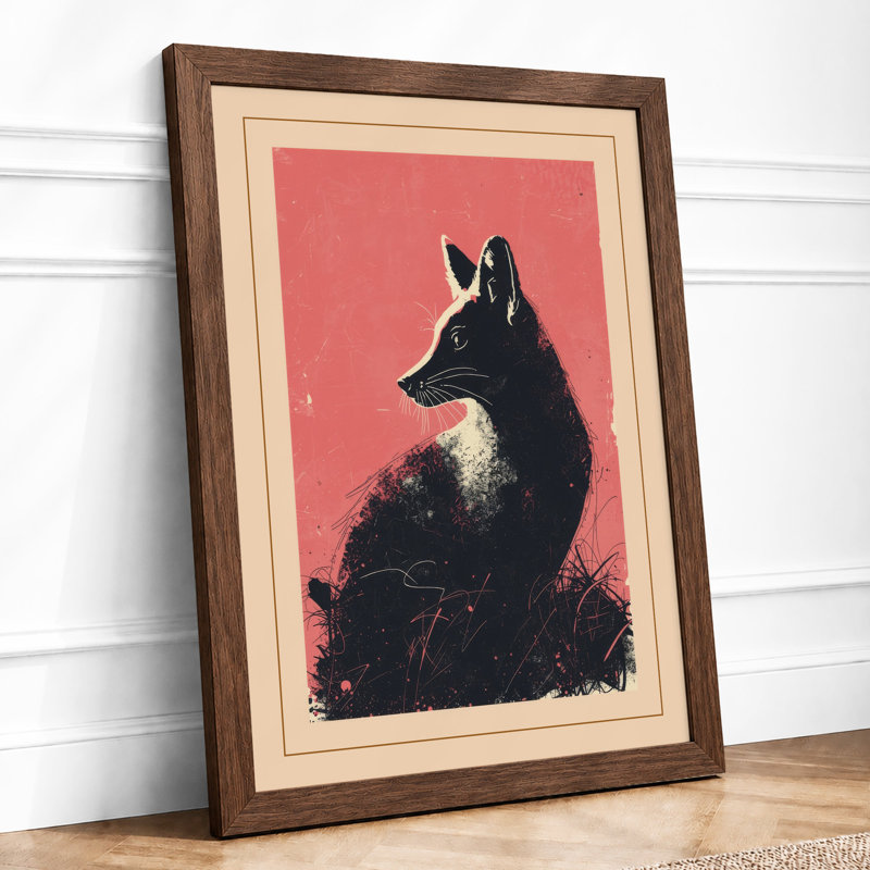 Watchful Fox Boho - Framed Print, A4 - 29.7 x 21.0 cm, Walnut