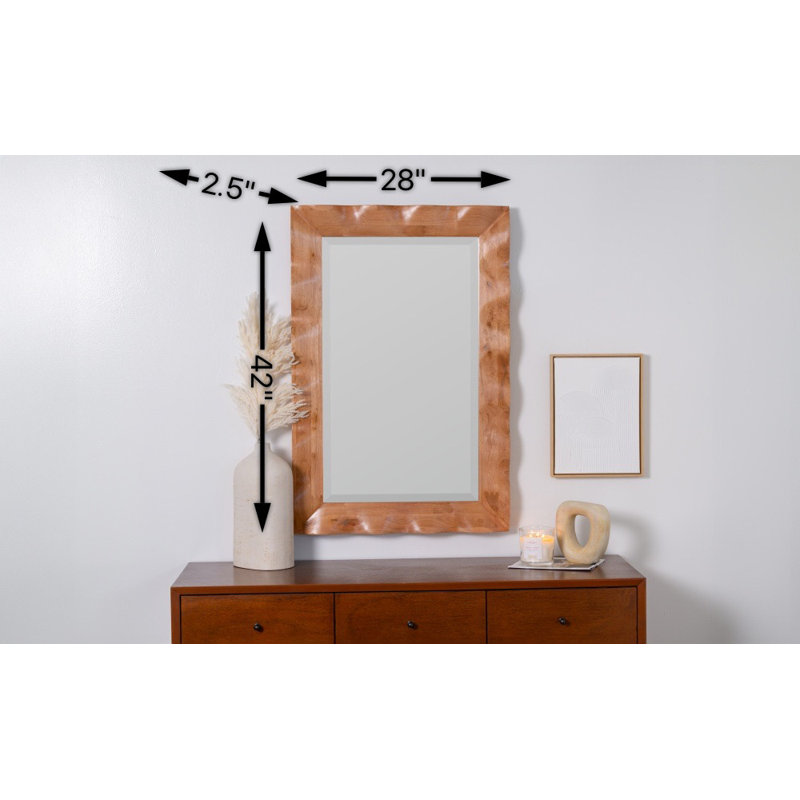 Solid Wood Rectangle Mirror, Brown