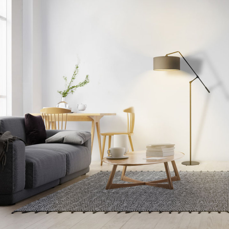 Hanskarl 170cm Reading Floor Lamp, Ecru, White
