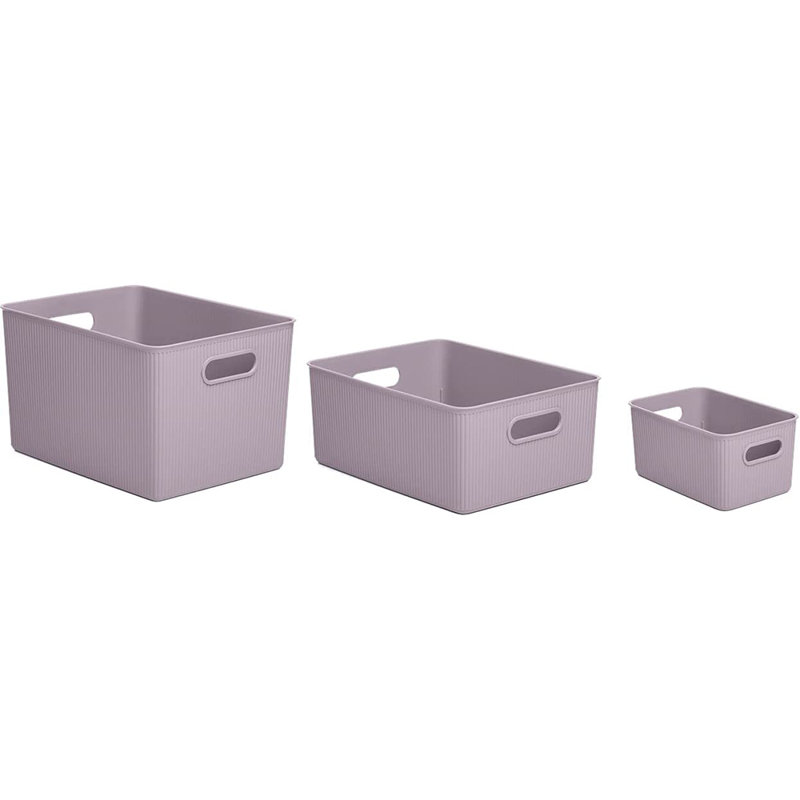 Ribbed Plastic Box Set, Purple, 6