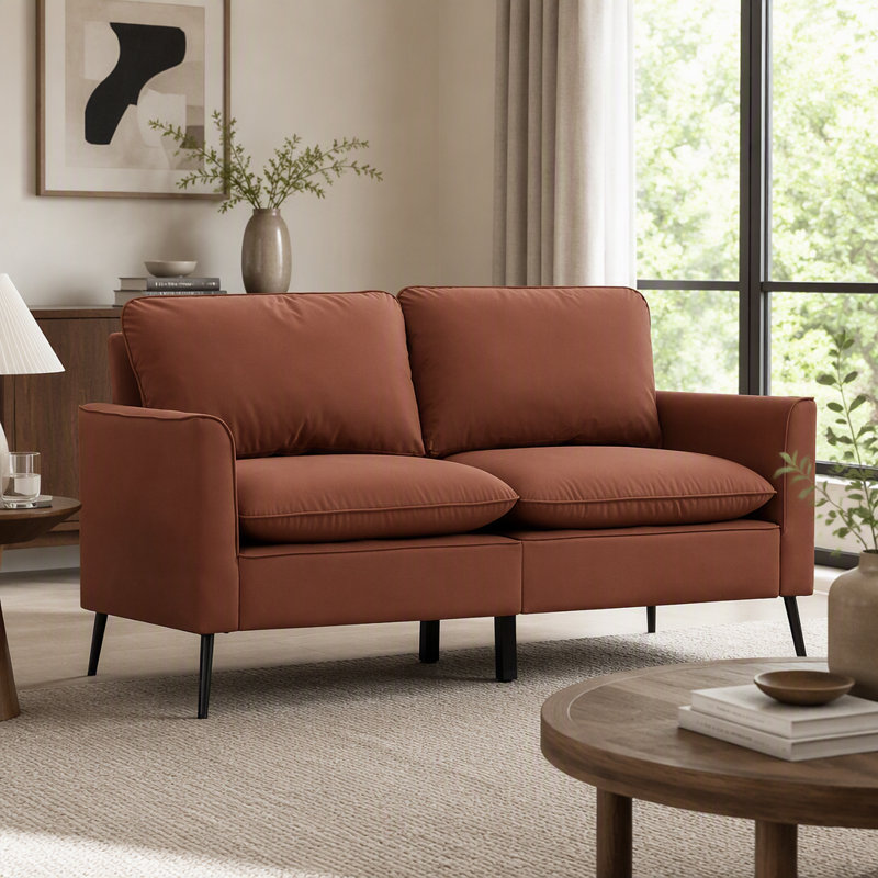 Canapé deux places en cuir, style nordique rétro, léger et luxueux, pour salon, balcon ou chambre. Sofa une place décontractée, fauteuil, canapé deux places + ensemble de deux (brun)