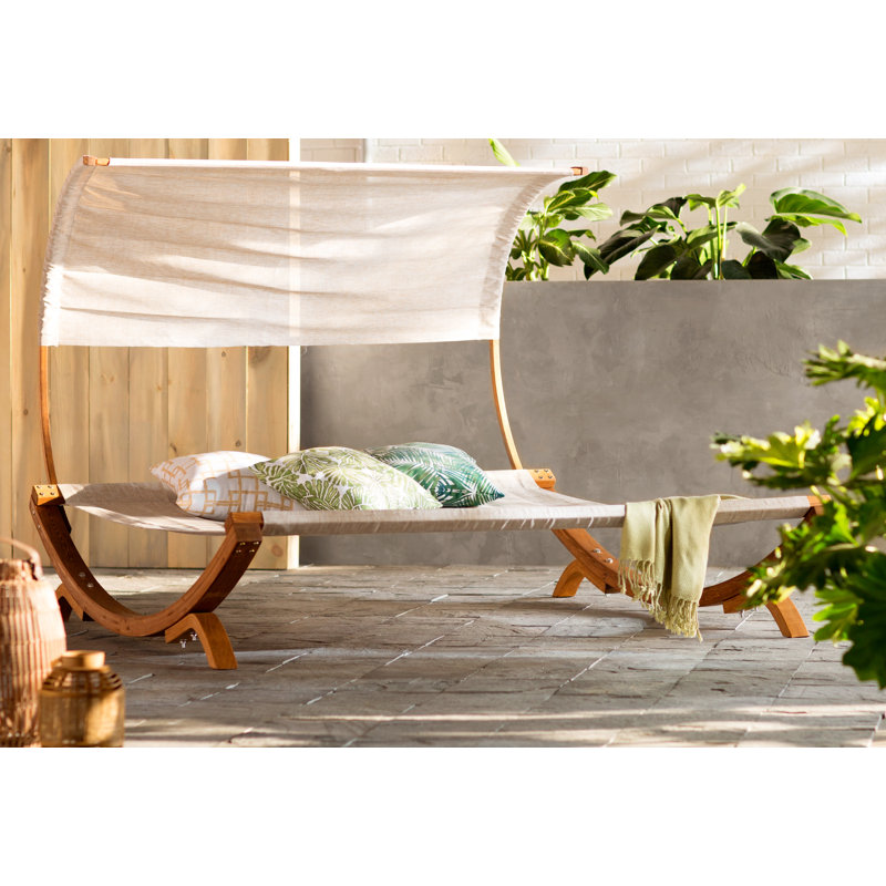  Lit de jour d'extérieur 78,74 "avec coussins, Teck, Beige
