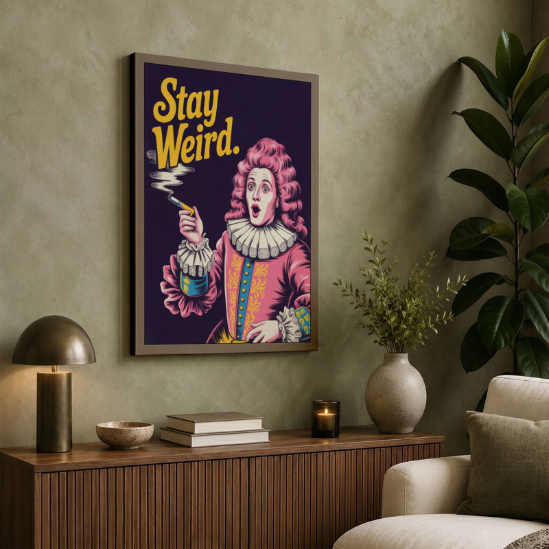 Stay Weird Typography - Wrapped Canvas, 18x12 - 45.7 x 30.5 cm, Cream Border