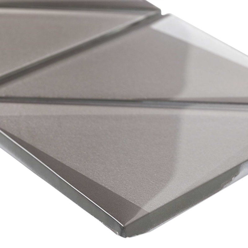 Remington 6” Triangle 3D Glass Mosaic Tile, Sepia Gray