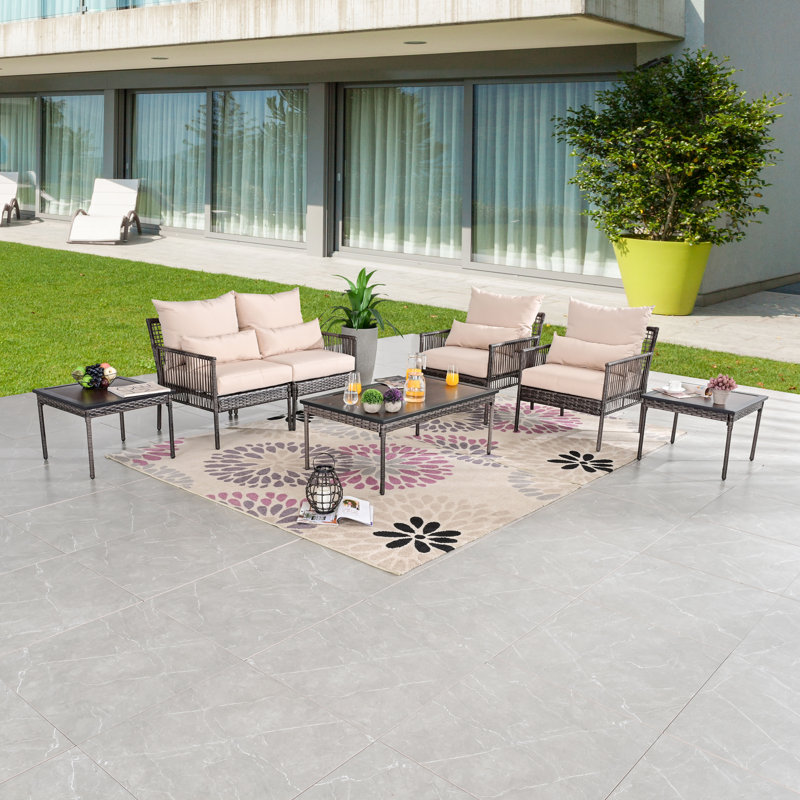 Aalaysia 7-Piece Outdoor Wicker Conversation Set