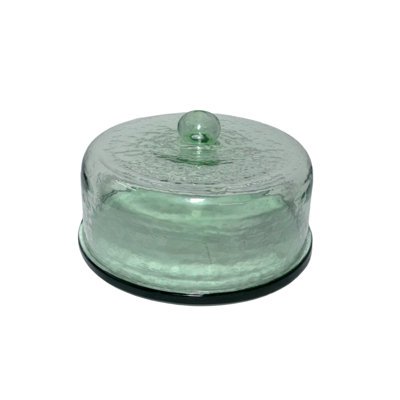 Cake Recycled Glass Dome W/Plate
