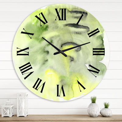 Abstract Pond Of Green And Yellow - Modern Wall Clock