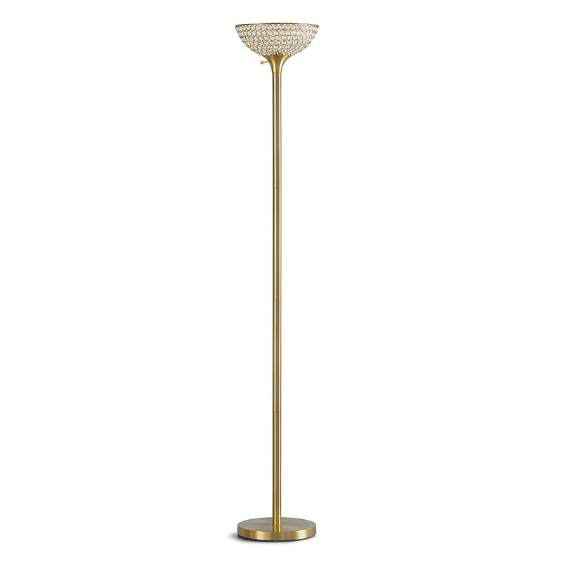Lampe torchère sur pied 71 po Mclain, Laiton antique