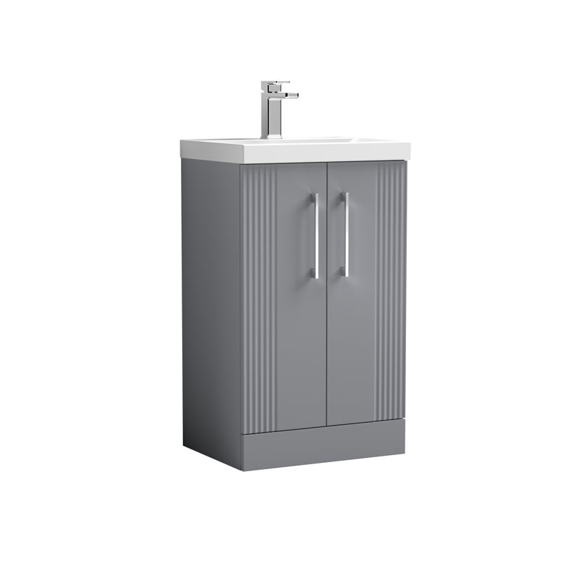 Deco 510mm Single Bathroom Vanity with Integrated Vitreous China Basin, Satin Gray