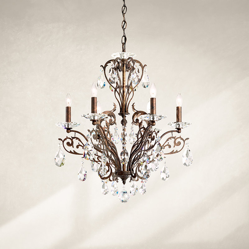 Filigrae 6 Light 22.5in x 26in Chandelier in Heirloom Gold with Clear Heritage Handcut Crystals, Heirloom Bronze