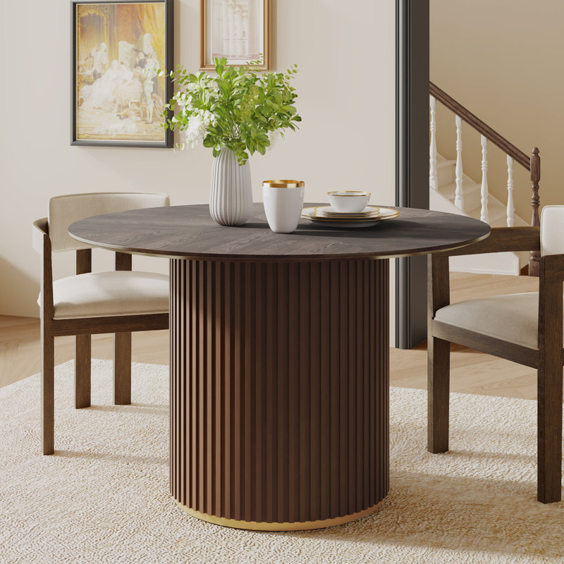 with Iron Base Dining Table, Brown