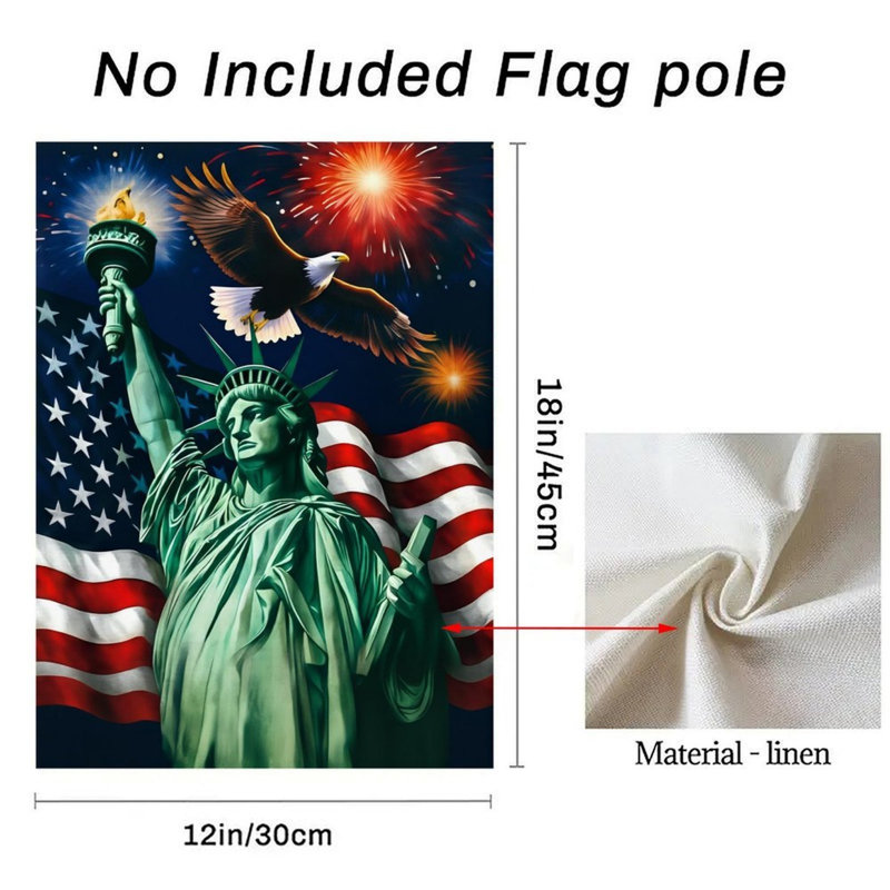 Scène de nuit Liberty Eagle Firework, art à l'huile, drapeau de jardin double face, 12 po x 18 po