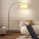 Asem 78.7'' Black Arched/Arc Floor Lamp with Remote Control, LED Bulb Included, and Big Drum Shade