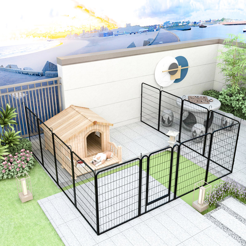 Enclos pour animaux en métal - H 40,15 po, clôture pour chien d'extérieur à 12 panneaux avec couche de rouille et configuration flexible H 40,15 po robuste, surface de protection contre la rouille, possibilité réglable