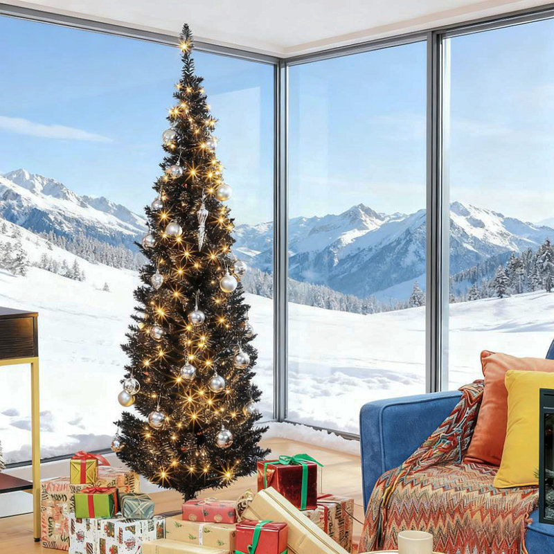 Black  6FT Pencil Christmas Tree