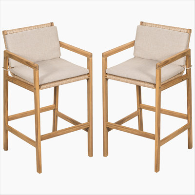 Ensemble de 2 tabourets de bar en bois Marcella