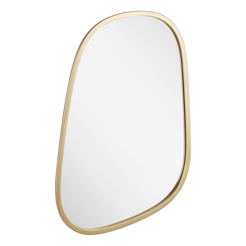 Amburgey 33-3/4" x 33-3/4" Asymmetrical Framed Bathroom Mirror, Satin Brass