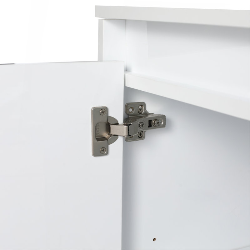Armoire de salle de bain autoportante 20 po, portes à fermeture douce, blanc brillant, (emballage KD) (meuble-lavabo seulement)