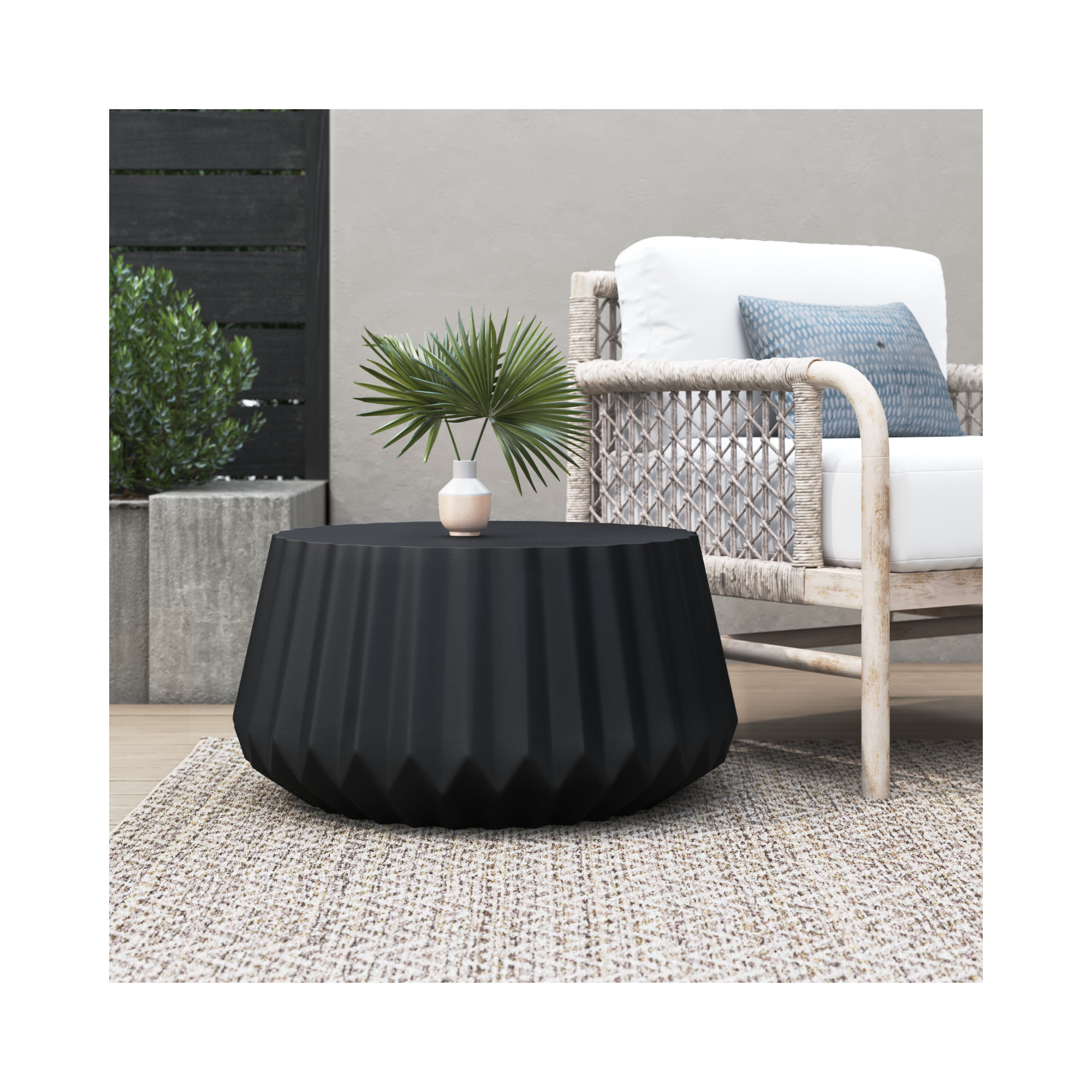 Haven 32'' Concrete Outdoor Coffee Table, Onyx