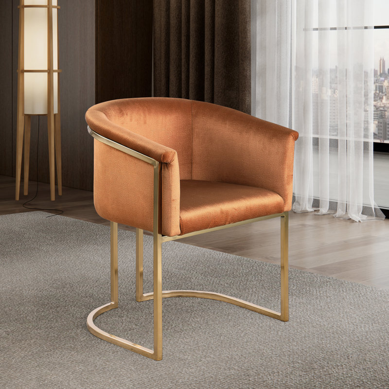 Fauteuil Izakeel, Velours cognac