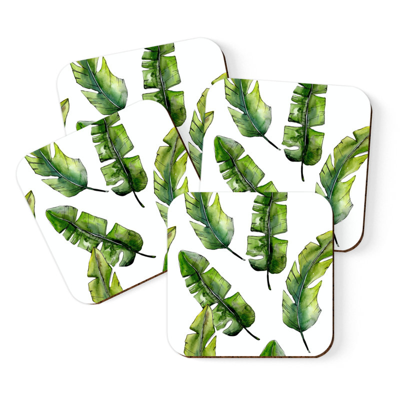 Sous-verre de feuilles de palmier carrée