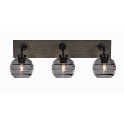 Oxbridge 3 Light Bath Bar - look Metal Finish With 6" Ribbed Glass