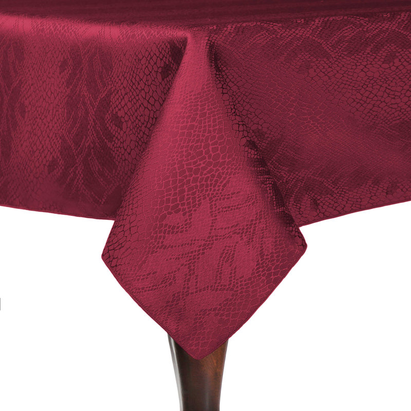 Ultimate Textile Damask Kenya Tablecloth - Modern Jacquard Design, Bordeaux Red, 10, 60" W x 108" L