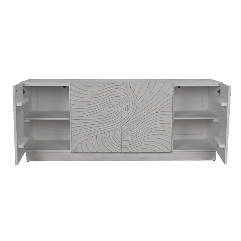 Cavalier 80'' White Wash Handcrafted Mahogany Sideboard