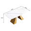 Table de salle à manger rectangulaire blanche 72,75 "avec plateau en pierre frittée et pieds en métal doré, 6 à 8 places, stable, table facile à désinfecter, support pour les jambes, pouvant accueillir les égratignures, processus de nettoyage