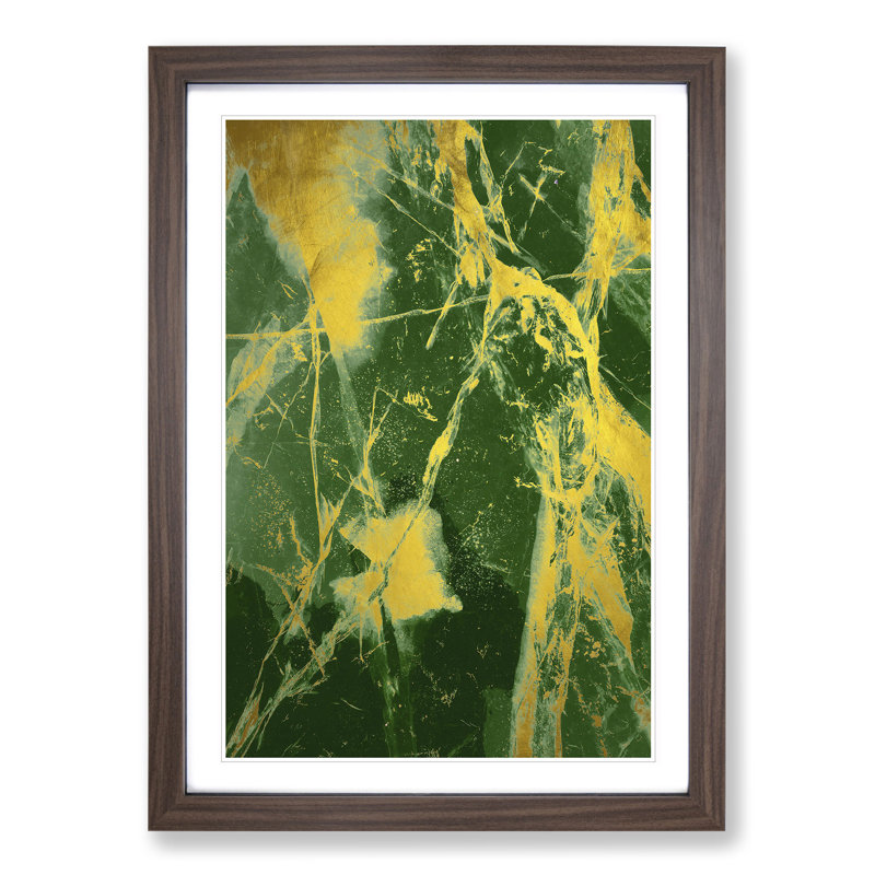Golden Cracks - Picture Frame Painting, 90cm H x 65cm W x 2cm D, Walnut Framed
