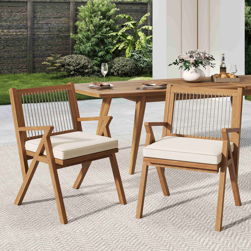 Patio Dining Chair With Cushion (Set Of 2)