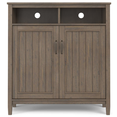 Lev 39"W Solid Wood 2-Shelf Medium Storage Cabinet with 2 Open Cubbies by Simpli Home