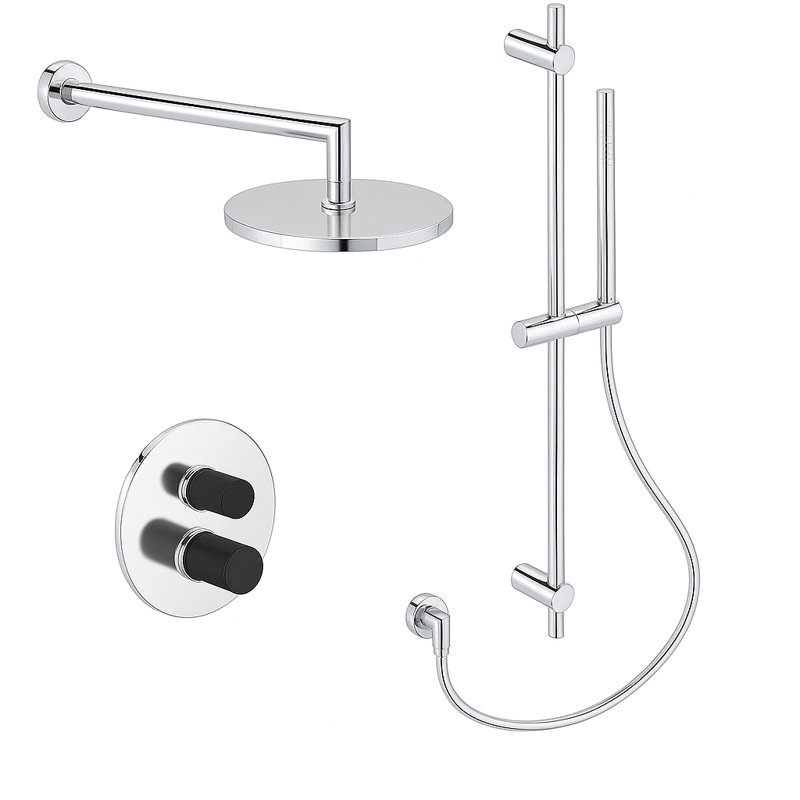Agrippina Thermostatic Shower System with 2-Way Diverter, 8-Inch Rain Shower Head and Hand Shower with Slide Bar, Valve Included