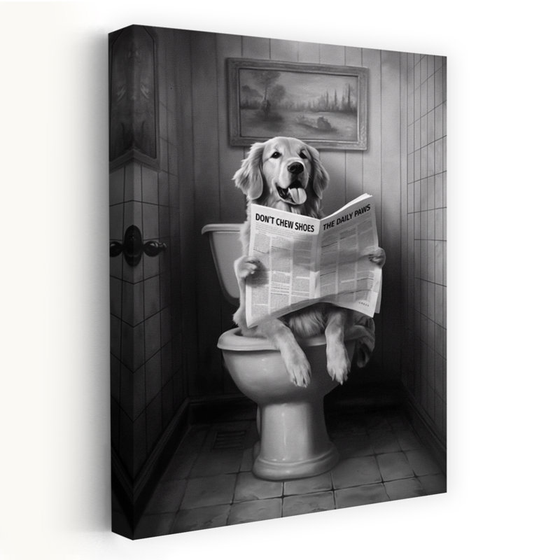 Golden Retriever Bathroom Break by Andreas Magnusson - Wrapped Canvas Print, 152.4 cm H x 101.6 cm W