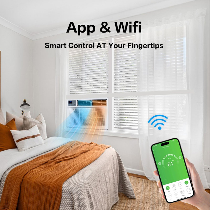 Winado 12000 BTU Wi-Fi Connected Window Air Conditioner for 550 Square Feet with Heater and Remote Included