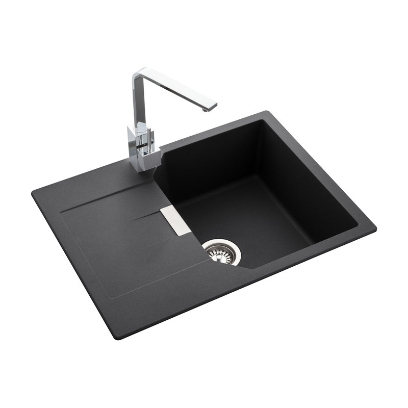 Mayon Single Bowl Inset Kitchen Sink, Ash Black