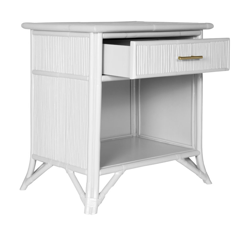Table de chevet 1 tiroir, Blanc / or
