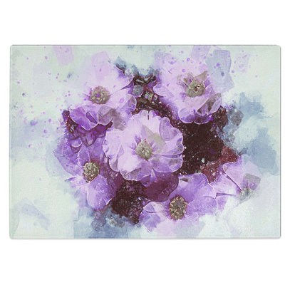 Glass Lilac Flower in Abstract Chopping Board