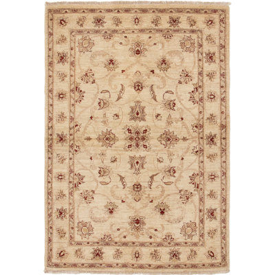 Tapis de zone en laine 4 pi 1 po x 6 po one-of-kind noué la crème Kali