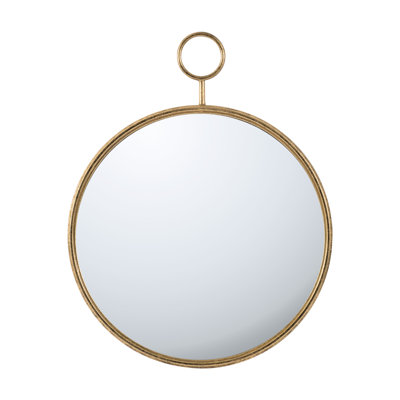 26.4X32.3 Inch Gold Metal Frame Wall Mirror - Enhance Living Room, Entryway, Office Clear Reflection, Robust Construction 26" X 32" Circle With Orname