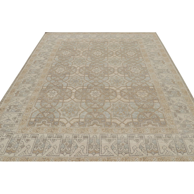 Modern Classics Hand Knotted Geometric Area Rug, Rectangle 6' x 9'